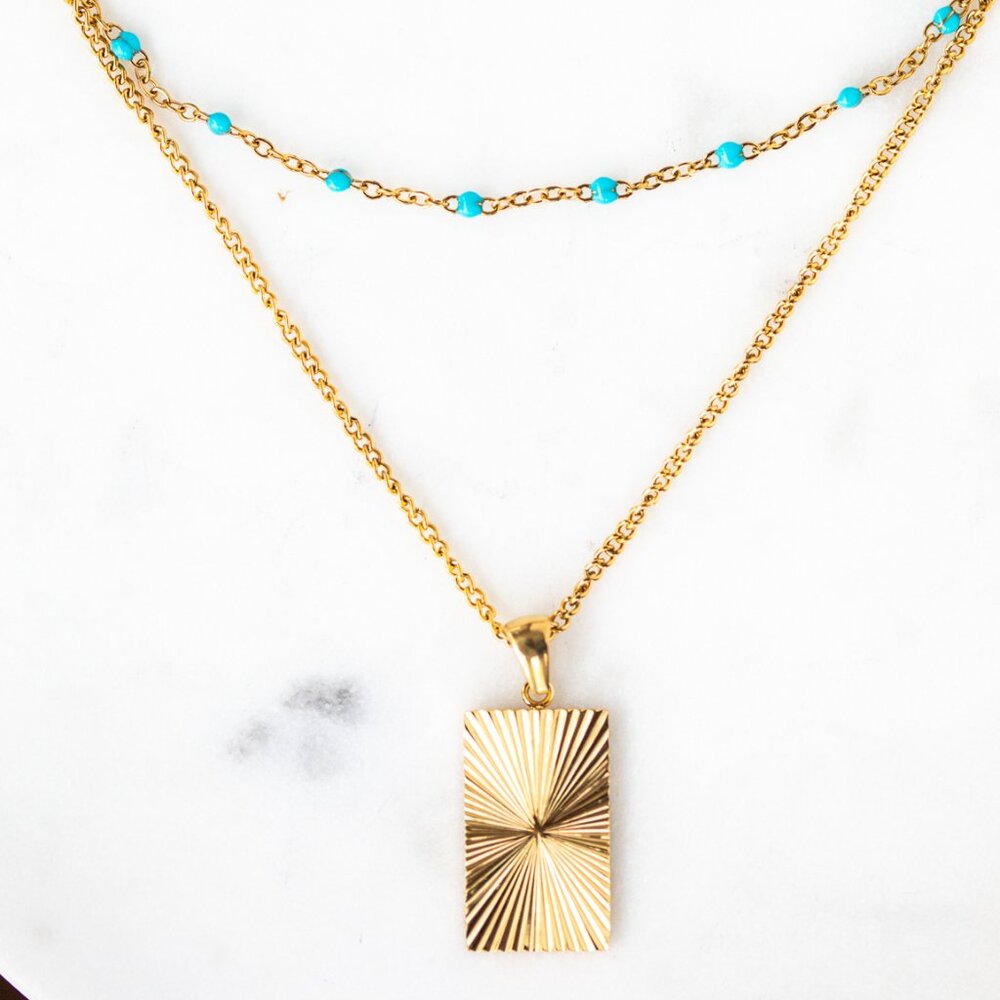 Sunburst Pendant necklace WATERPROOF Gold Chain Necklace Layering Necklace Gift